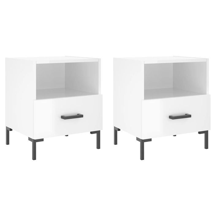 Tables de chevet 2 pcs blanc brillant 40x35x47,5 cm - Photo n°1