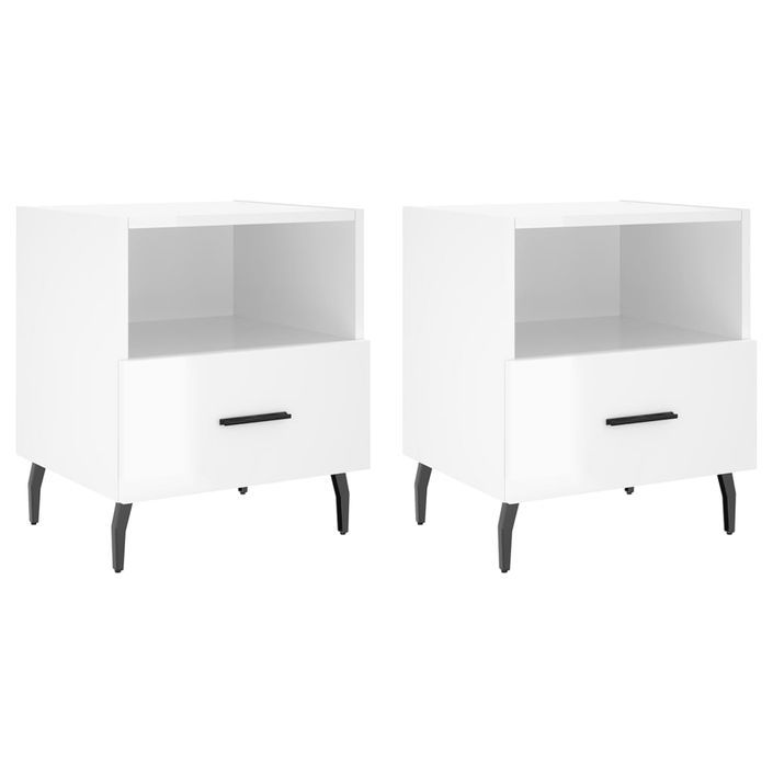 Tables de chevet 2 pcs blanc brillant 40x35x47,5 cm - Photo n°1