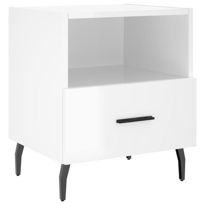 Tables de chevet 2 pcs blanc brillant 40x35x47,5 cm - Photo n°6