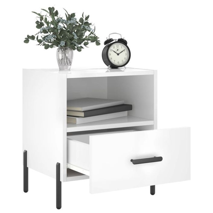 Tables de chevet 2 pcs blanc brillant 40x35x47,5 cm - Photo n°3