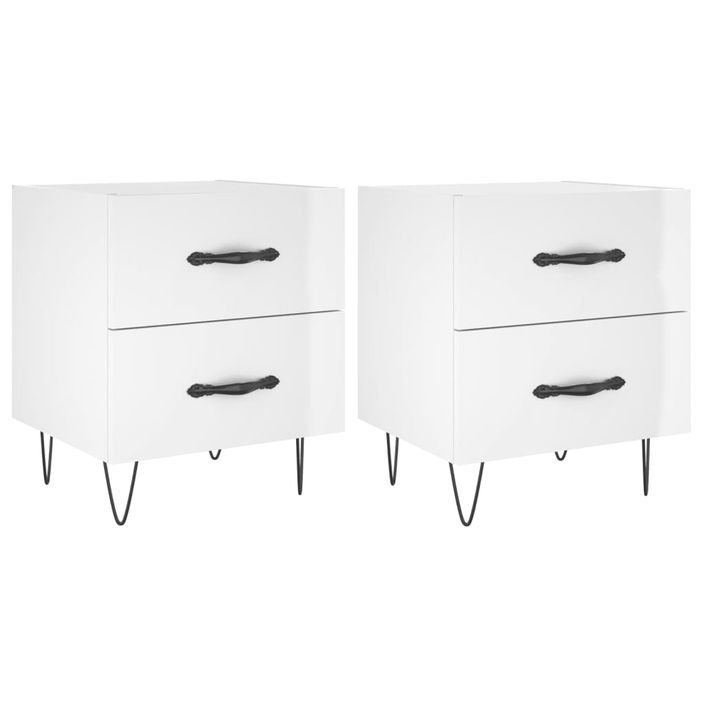 Tables de chevet 2 pcs blanc brillant 40x35x47,5 cm - Photo n°1