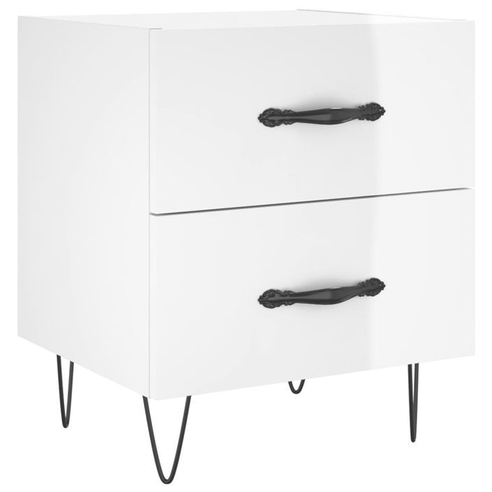 Tables de chevet 2 pcs blanc brillant 40x35x47,5 cm - Photo n°5