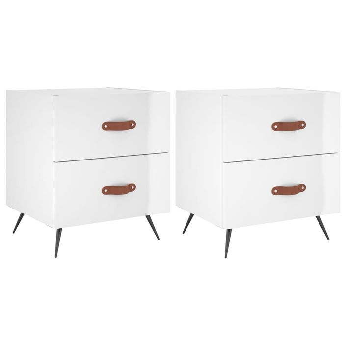 Tables de chevet 2 pcs blanc brillant 40x35x47,5 cm - Photo n°1