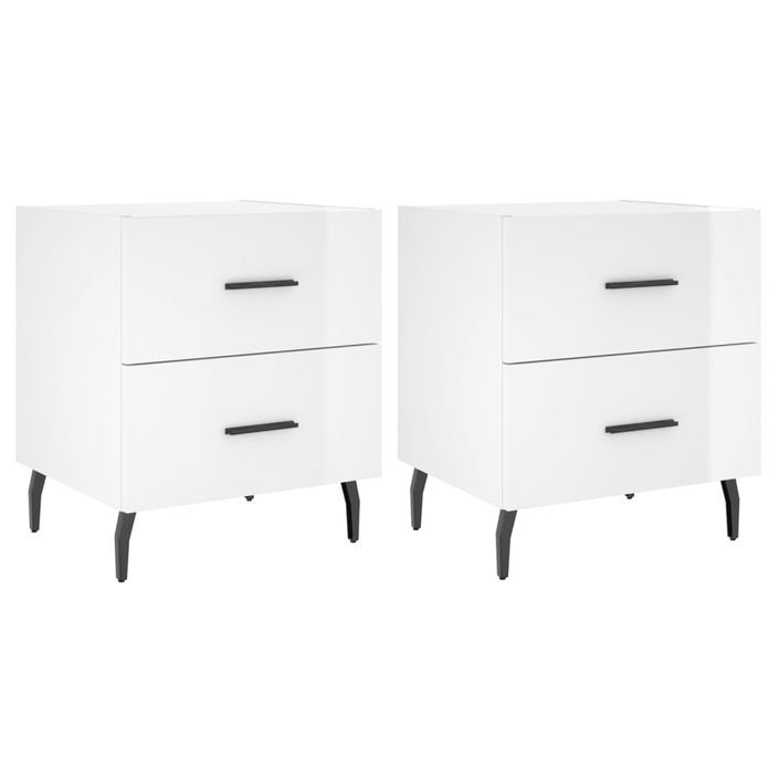 Tables de chevet 2 pcs blanc brillant 40x35x47,5 cm - Photo n°1