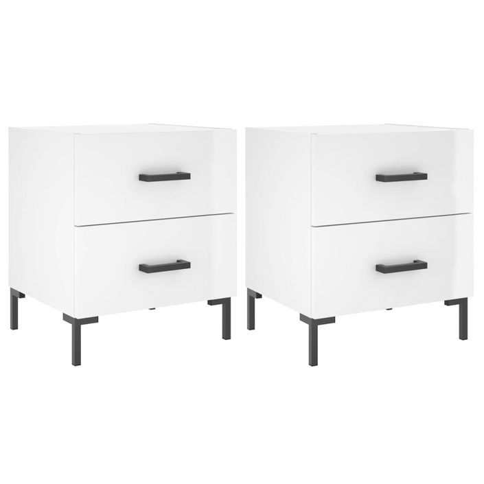 Tables de chevet 2 pcs blanc brillant 40x35x47,5 cm - Photo n°1