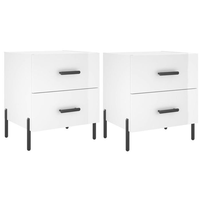 Tables de chevet 2 pcs blanc brillant 40x35x47,5 cm - Photo n°1