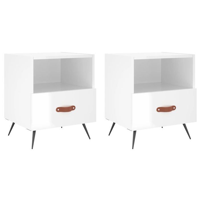 Tables de chevet 2 pcs blanc brillant 40x35x47,5 cm - Photo n°1