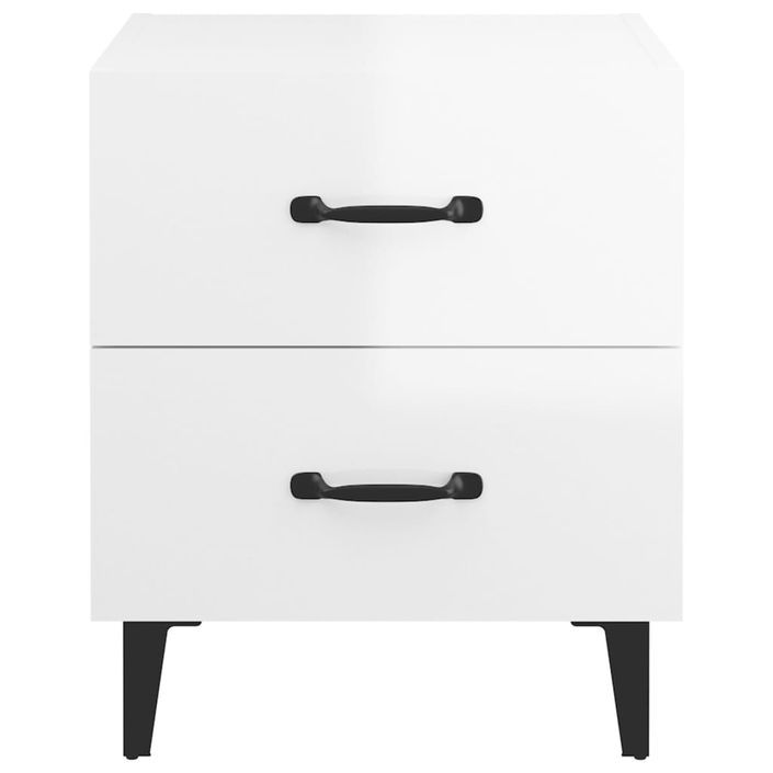 Tables de chevet 2 pcs Blanc brillant 40x35x47,5 cm - Photo n°4