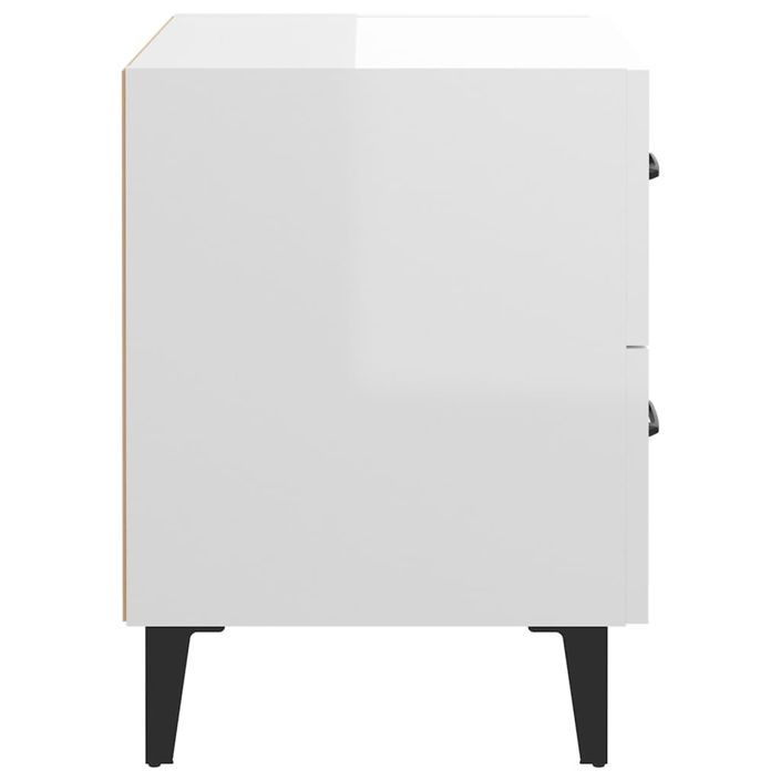 Tables de chevet 2 pcs Blanc brillant 40x35x47,5 cm - Photo n°7