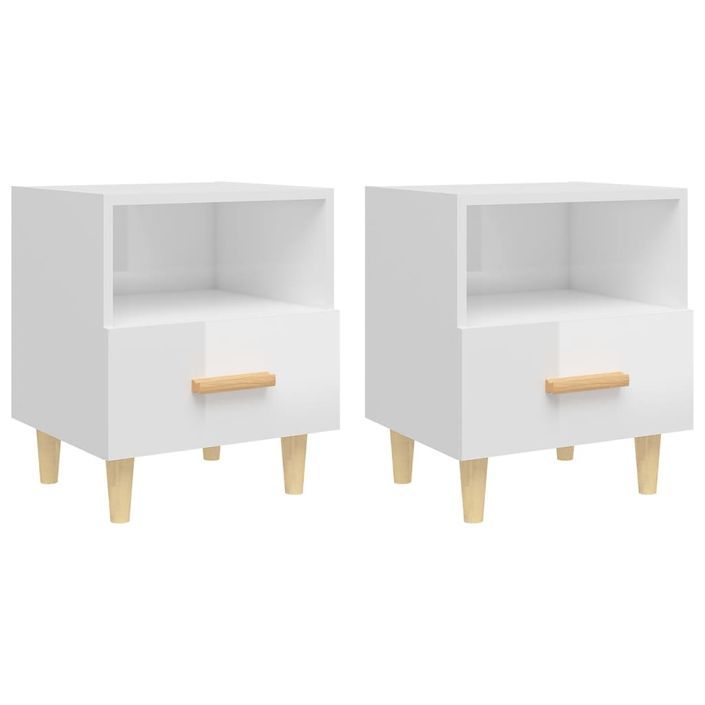 Tables de chevet 2 pcs Blanc brillant 40x35x47 cm - Photo n°2