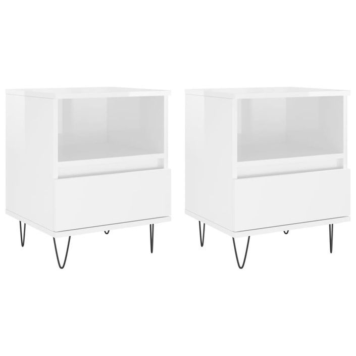 Tables de chevet 2 pcs blanc brillant 40x35x50 cm - Photo n°1