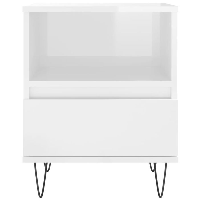 Tables de chevet 2 pcs blanc brillant 40x35x50 cm - Photo n°7