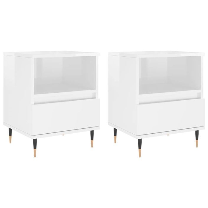 Tables de chevet 2 pcs blanc brillant 40x35x50 cm - Photo n°1