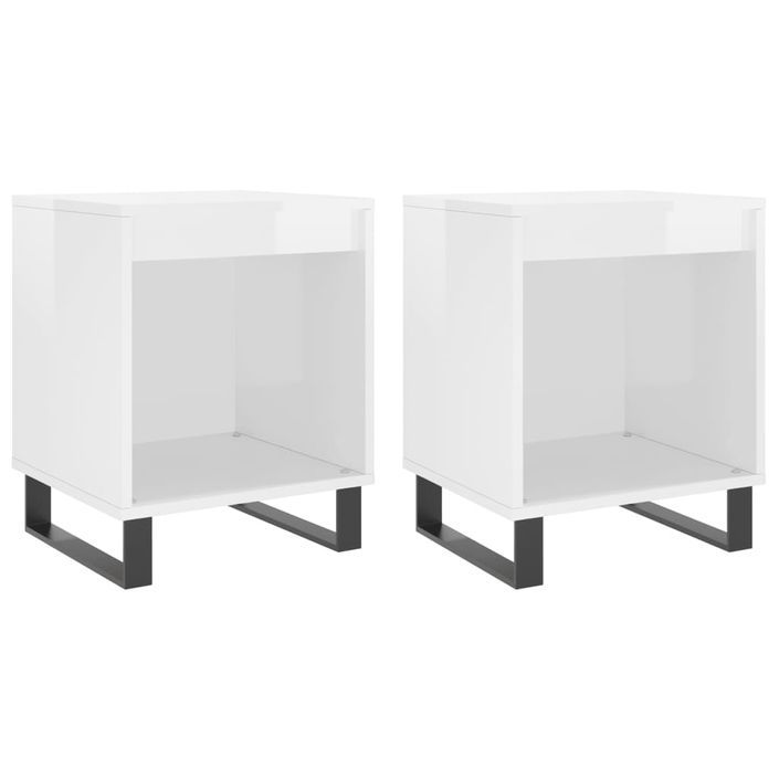 Tables de chevet 2 pcs blanc brillant 40x35x50 cm - Photo n°1