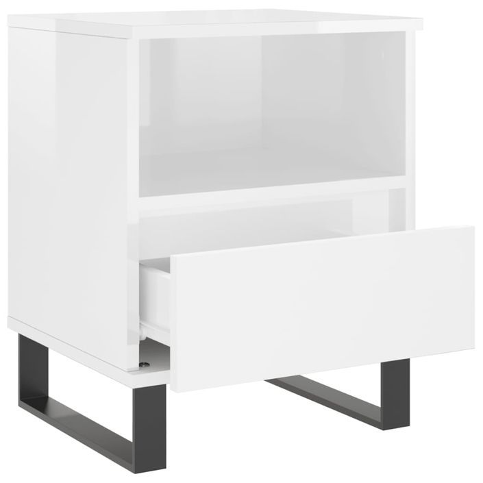 Tables de chevet 2 pcs blanc brillant 40x35x50 cm - Photo n°7