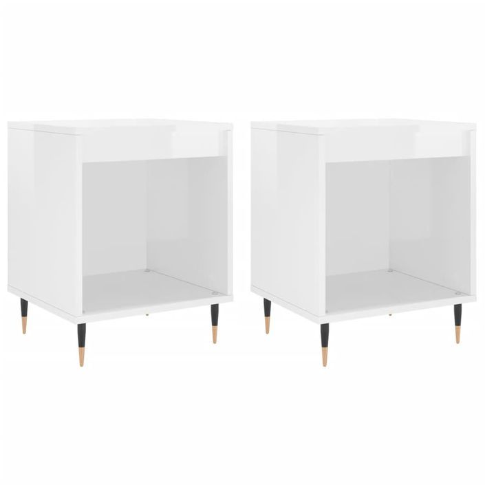 Tables de chevet 2 pcs blanc brillant 40x35x50 cm - Photo n°1