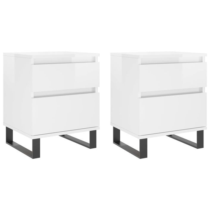 Tables de chevet 2 pcs blanc brillant 40x35x50 cm - Photo n°1