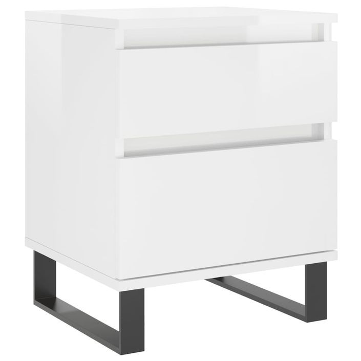 Tables de chevet 2 pcs blanc brillant 40x35x50 cm - Photo n°5