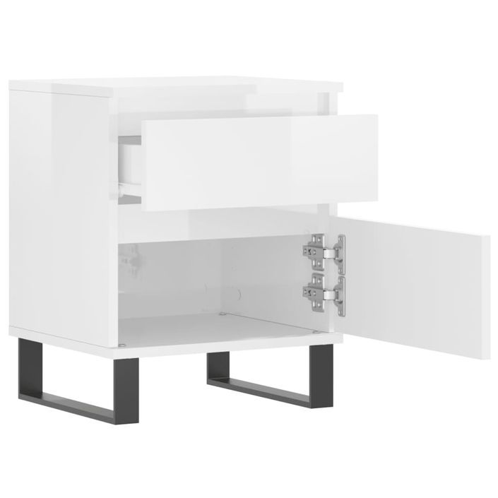 Tables de chevet 2 pcs blanc brillant 40x35x50 cm - Photo n°7