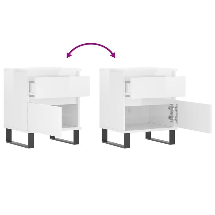 Tables de chevet 2 pcs blanc brillant 40x35x50 cm - Photo n°10