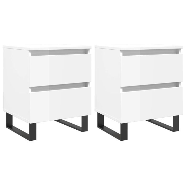 Tables de chevet 2 pcs blanc brillant 40x35x50 cm - Photo n°1