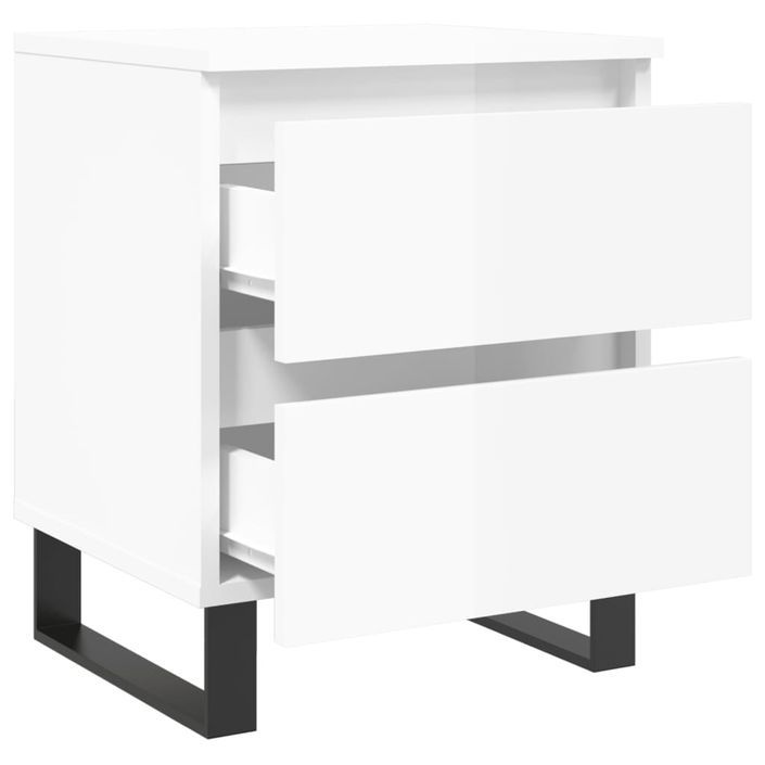 Tables de chevet 2 pcs blanc brillant 40x35x50 cm - Photo n°6