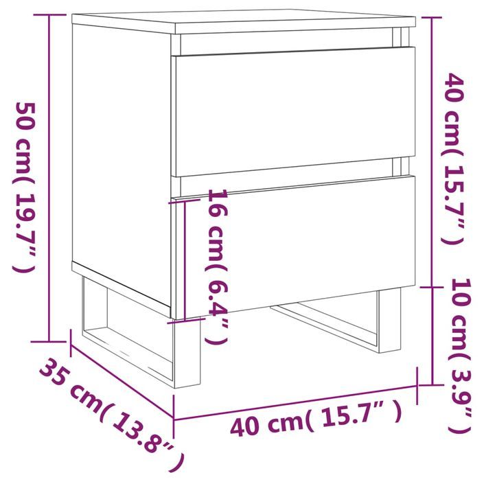 Tables de chevet 2 pcs blanc brillant 40x35x50 cm - Photo n°11