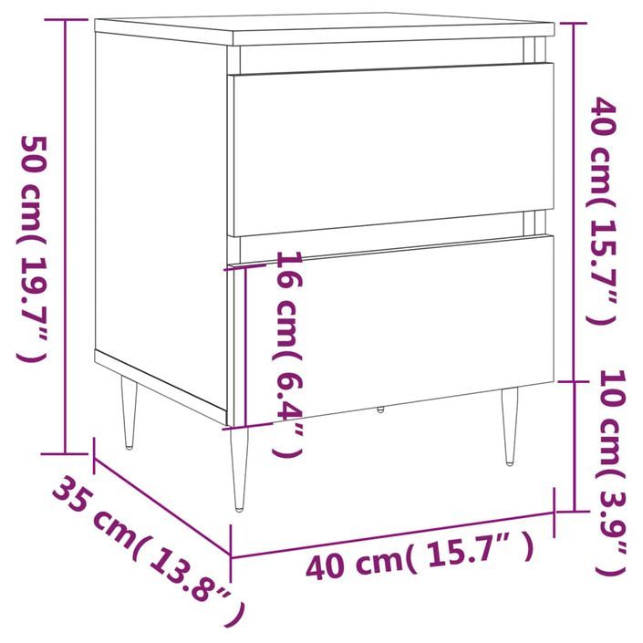 Tables de chevet 2 pcs blanc brillant 40x35x50 cm - Photo n°11