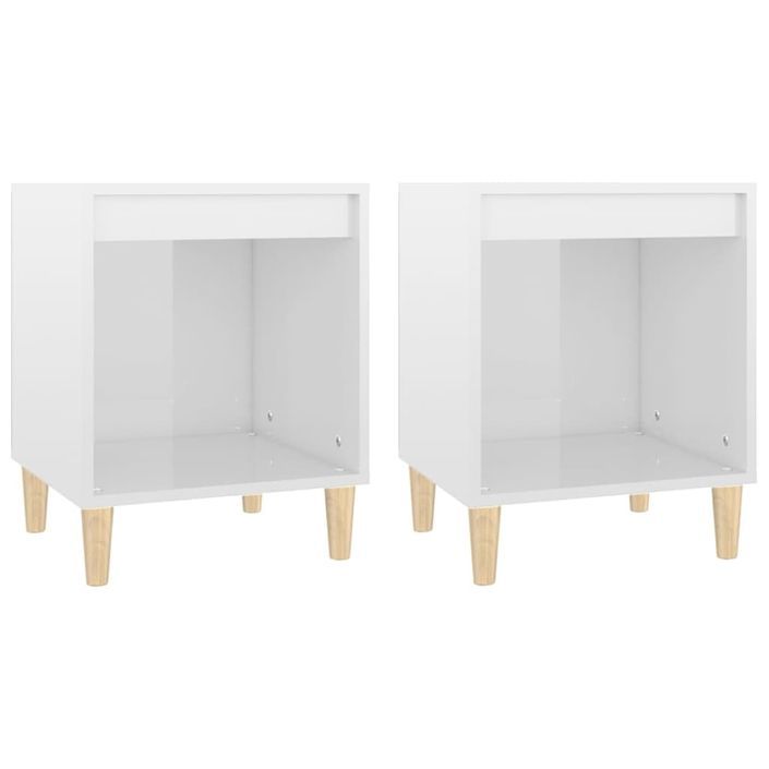 Tables de chevet 2 pcs Blanc brillant 40x35x50 cm - Photo n°2