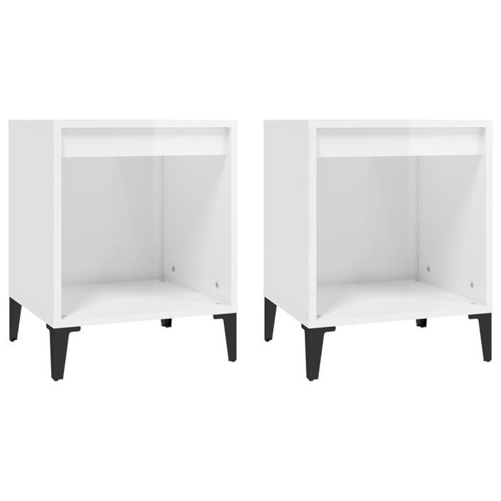 Tables de chevet 2 pcs Blanc brillant 40x35x50 cm - Photo n°2