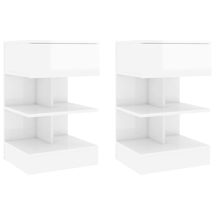 Tables de chevet 2 pcs Blanc brillant 40x35x65 cm - Photo n°1