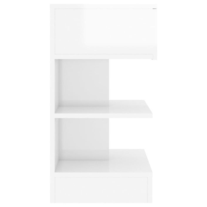 Tables de chevet 2 pcs Blanc brillant 40x35x65 cm - Photo n°7