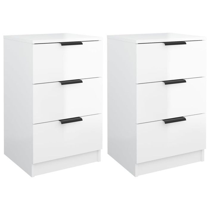 Tables de chevet 2 pcs Blanc brillant 40x36x65 cm - Photo n°2