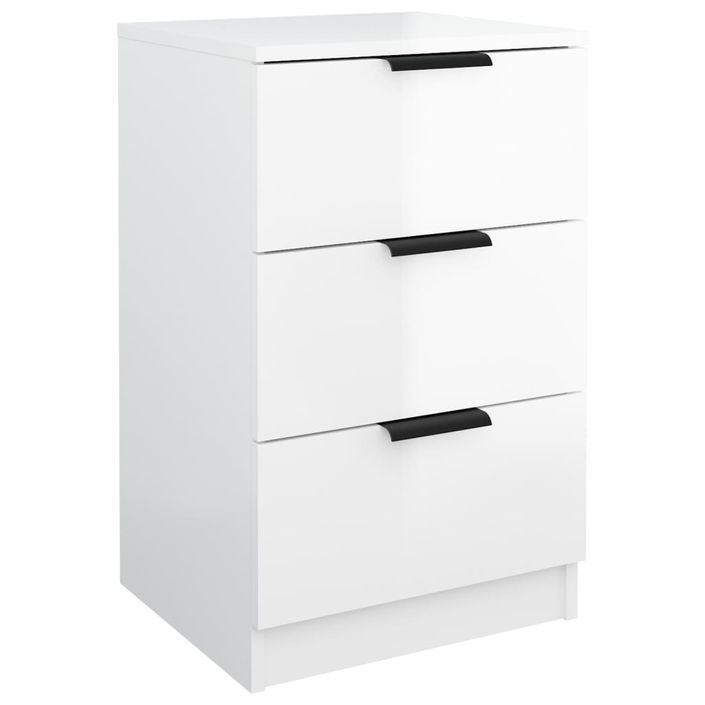 Tables de chevet 2 pcs Blanc brillant 40x36x65 cm - Photo n°6