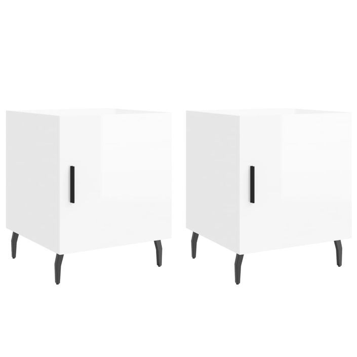 Tables de chevet 2 pcs blanc brillant 40x40x50 cm - Photo n°1