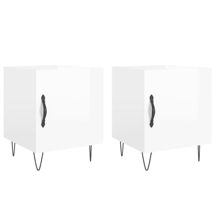 Tables de chevet 2 pcs blanc brillant 40x40x50 cm - Photo n°1