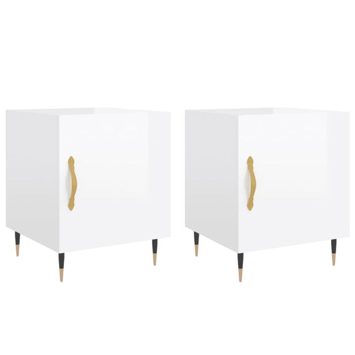 Tables de chevet 2 pcs blanc brillant 40x40x50 cm - Photo n°1