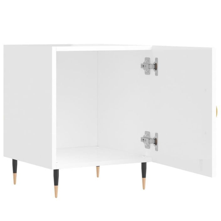 Tables de chevet 2 pcs blanc brillant 40x40x50 cm - Photo n°7