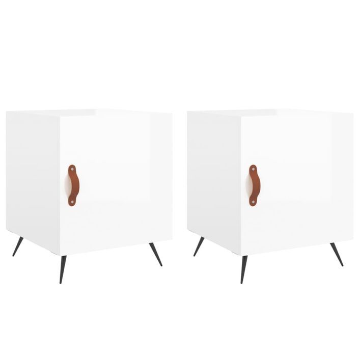 Tables de chevet 2 pcs blanc brillant 40x40x50 cm - Photo n°1