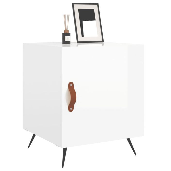 Tables de chevet 2 pcs blanc brillant 40x40x50 cm - Photo n°4