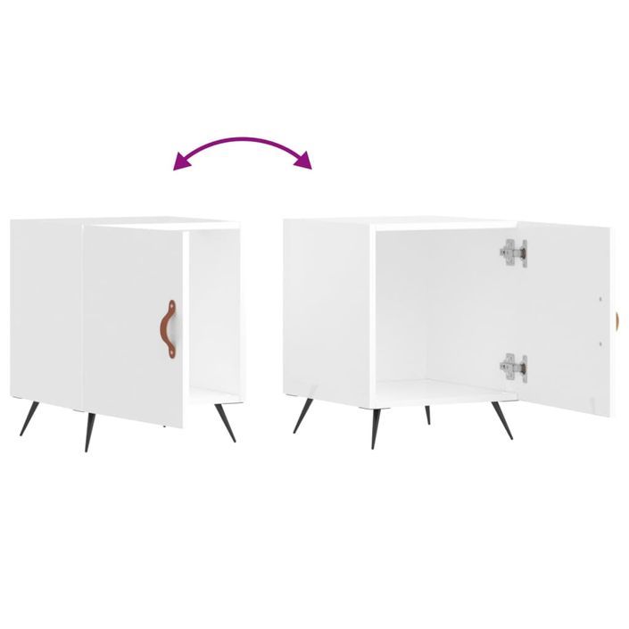 Tables de chevet 2 pcs blanc brillant 40x40x50 cm - Photo n°9