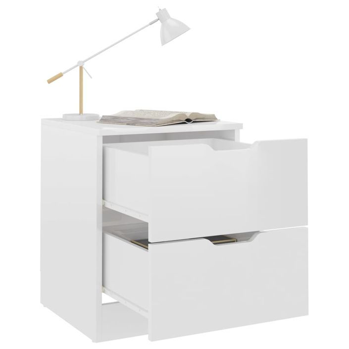 Tables de chevet 2 pcs Blanc brillant 40x40x50 cm - Photo n°2