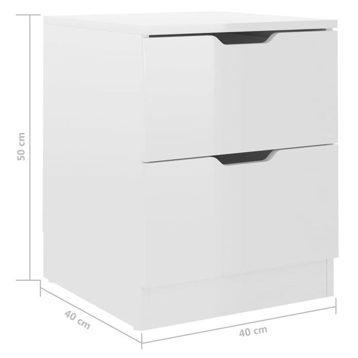 Tables de chevet 2 pcs Blanc brillant 40x40x50 cm - Photo n°6