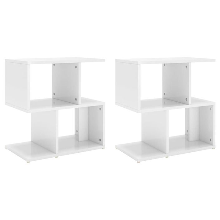 Tables de chevet 2 pcs Blanc brillant 50x30x51,5 cm - Photo n°1