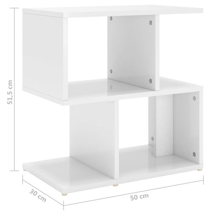 Tables de chevet 2 pcs Blanc brillant 50x30x51,5 cm - Photo n°7