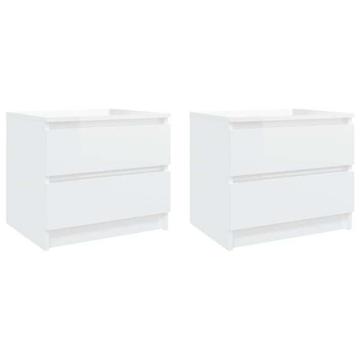 Tables de chevet 2 pcs Blanc brillant 50x39x43,5 cm - Photo n°1