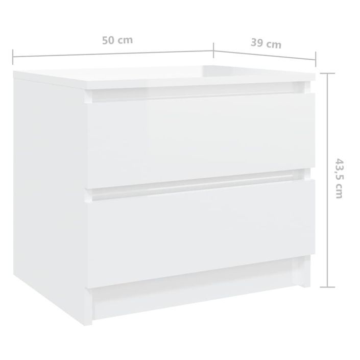 Tables de chevet 2 pcs Blanc brillant 50x39x43,5 cm - Photo n°7