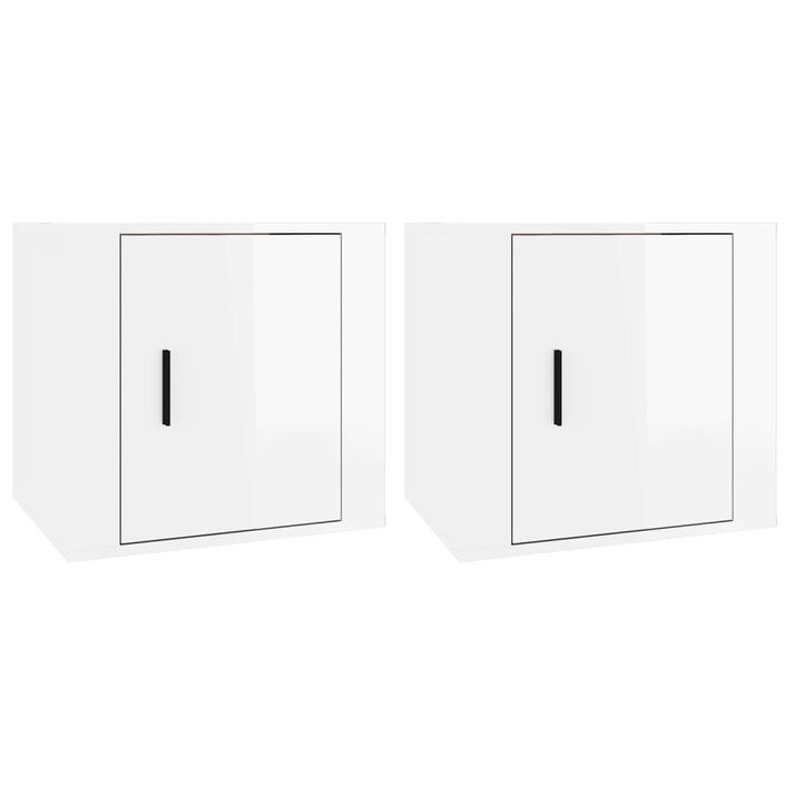 Tables de chevet 2 pcs Blanc brillant 50x39x47 cm - Photo n°2