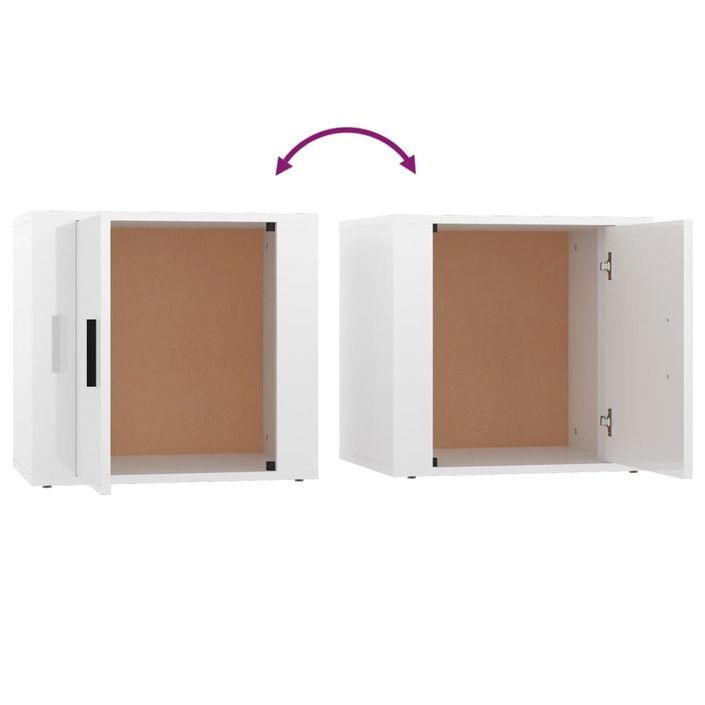 Tables de chevet 2 pcs Blanc brillant 50x39x47 cm - Photo n°9