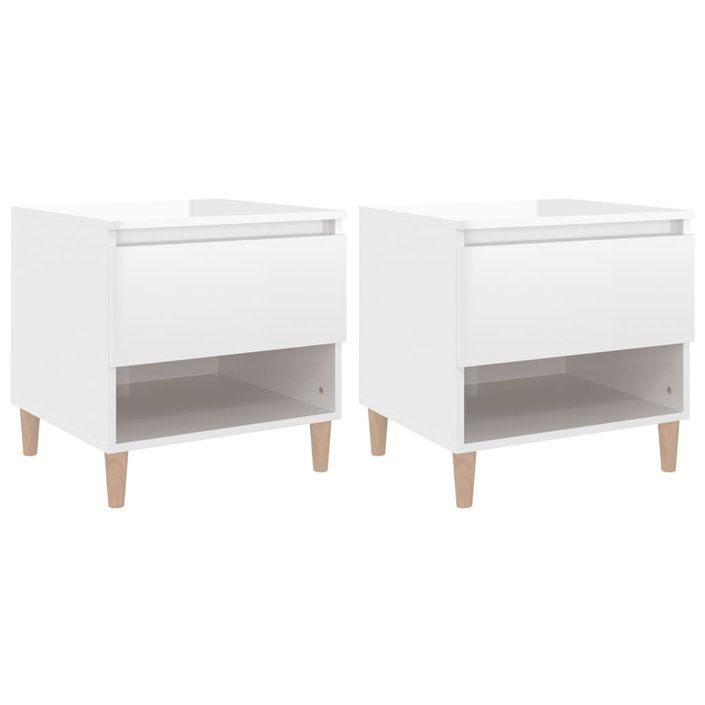 Tables de chevet 2 pcs Blanc brillant 50x46x50 cm - Photo n°1